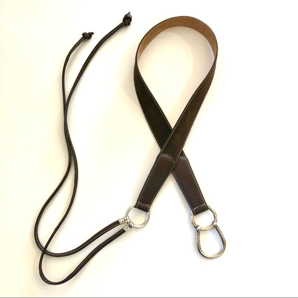 Brighton Chocolate Brown Leather & Suede Equestrian Inspired Belt. Size L